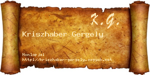 Kriszhaber Gergely névjegykártya